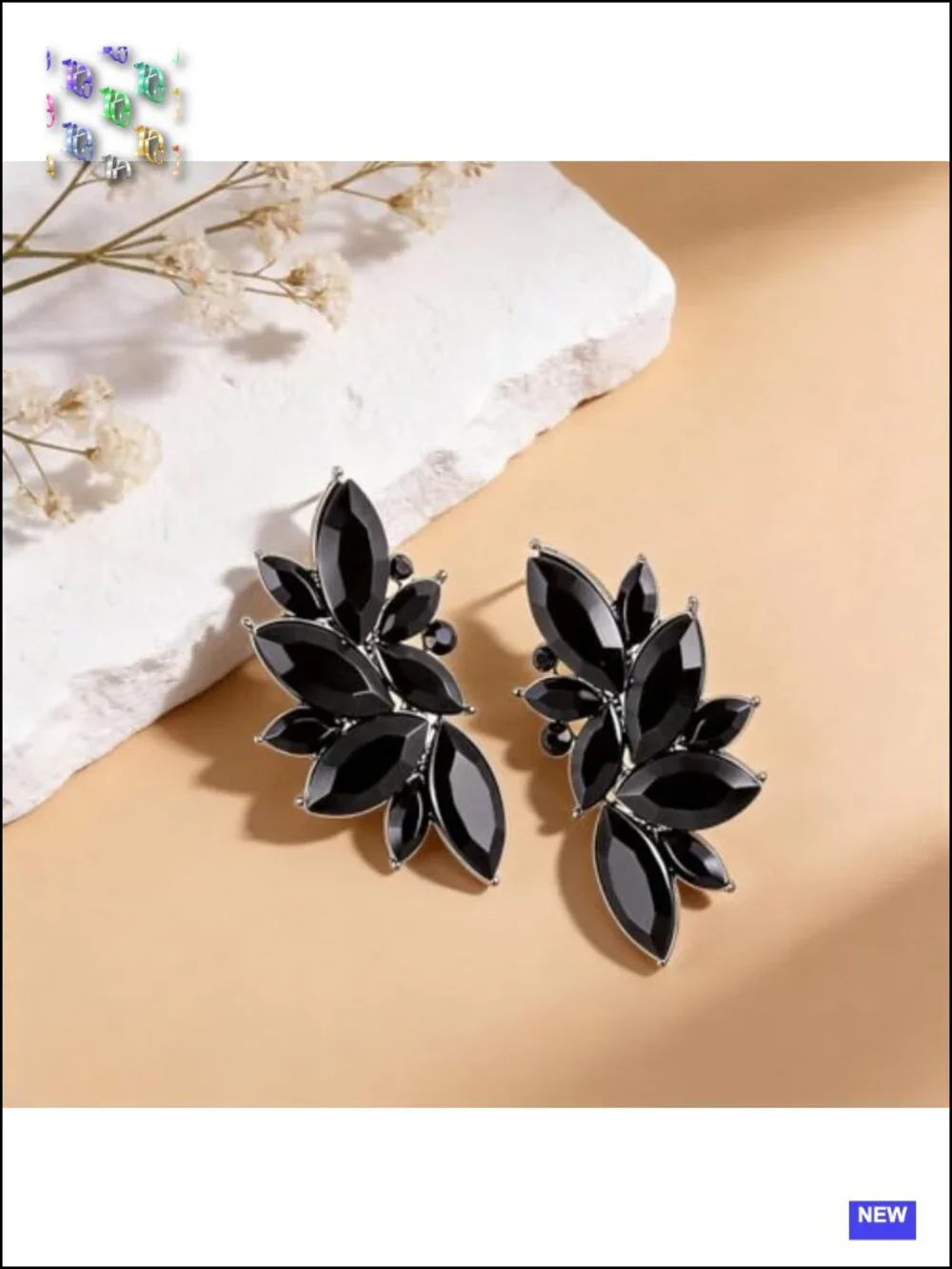 Black Rhinestone Dangle Earrings Fashion Statement Chandelier Drop Earrings for